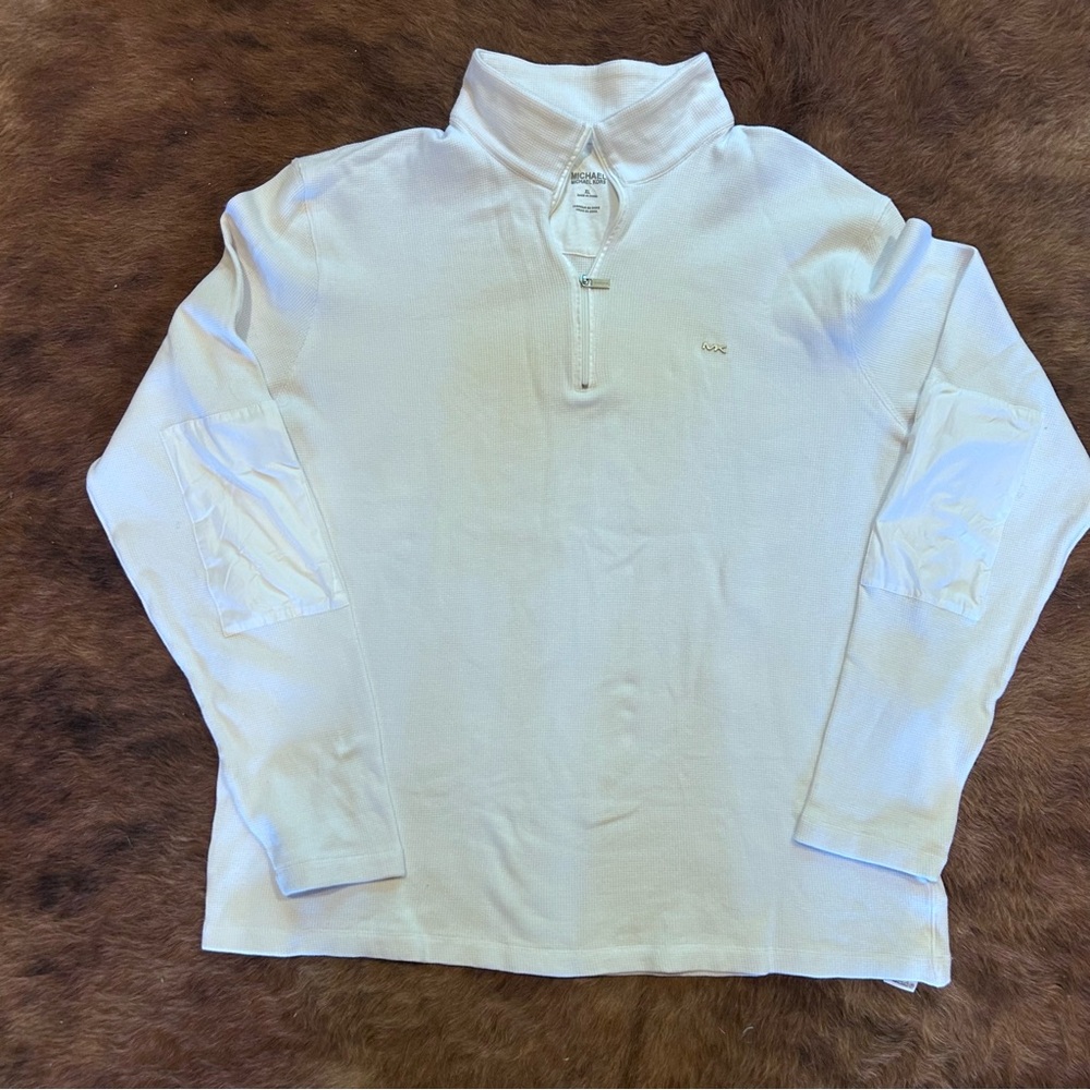 Michael Michael Kors Men’s Long Sleeve 1/4 zip with elbow patches